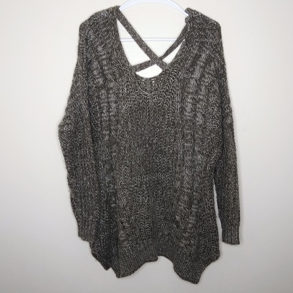 WISHLIST OVERSIZED CHUNKY KNIT HEATHER SWEATER M/L - Picture 7 of 9